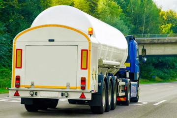 Tanker storage vessel on road in canton Zurich in Switzerland reflex