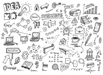 Business idea hand drawn cartoon vector doodles