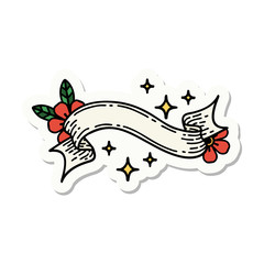 tattoo sticker with banner of a stars