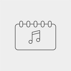 Music note calendar vector icon sign symbol