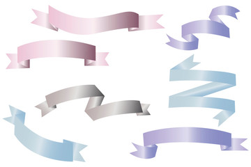 Obraz premium Tapes of different colors and shapes with a split at the ends. Vector illustration. Stock drawing.