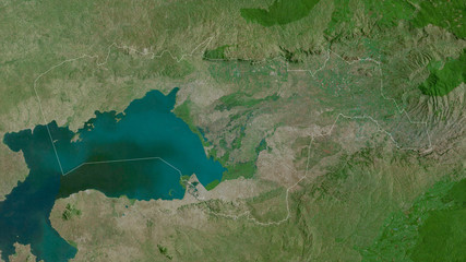 Kisumu, Kenya - outlined. Satellite