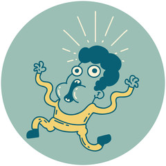 icon of tattoo style frightened man
