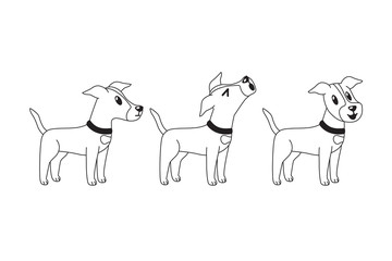 Vector cartoon character greyhound dog poses set for design.