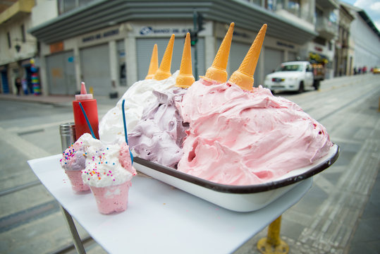 Popular Ecuadorian street food, called "Espumilla", a sort of light and fluffy meringue cream dessert