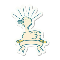 sticker of tattoo style swimming duck