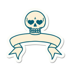 tattoo sticker with banner of a skull