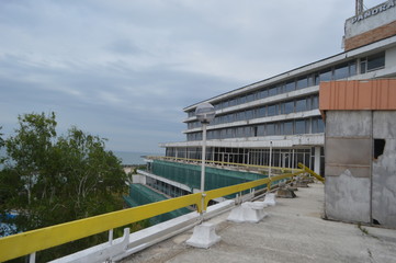hotel ruins at the sea