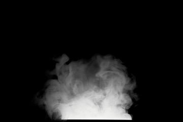 White isolated smoke on black background