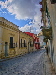 Fototapeta premium Ragusa Ibla strade e scorcio panoramici, strade caratteristiche vecchia città.