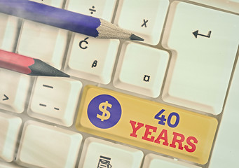 Word writing text 40 Years. Business photo showcasing Remembering or honoring special day for being...