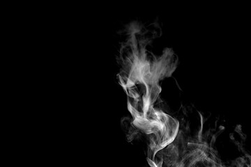 White isolated smoke on black background