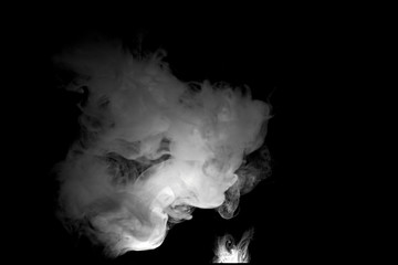 White isolated smoke on black background