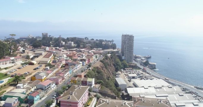Aerial image of the city of Vina Del Mar, Chile. 4K.