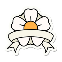 tattoo sticker with banner of a flower
