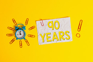 Word writing text 90 Years. Business photo showcasing Remembering or honoring special day for being...