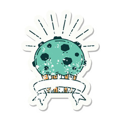 grunge sticker of tattoo style chocolate muffin