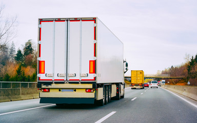 Trucks in road Trucker on highway Lorry doing logistics work reflex
