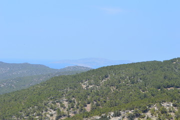 Fototapeta na wymiar mountain landscape with blue sky in Rhodes