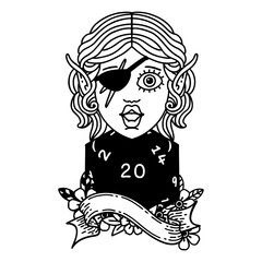 elf rogue with natural twenty dice roll illustration