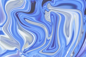 Obraz premium Digital liquid background of dark blue, light blue, grey and white paint.