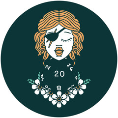 human rogue with natural twenty dice roll icon