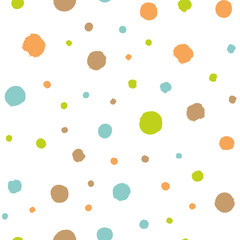 Scattered colorful brush dots. Seamless background pattern. Abstract vector wallpaper