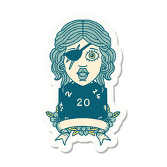 Fototapeta premium human rogue with natural 20 dice roll sticker