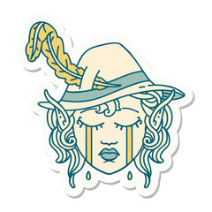 crying elf bard character face sticker