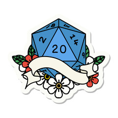natural twenty D20 dice roll sticker