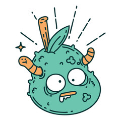 traditional tattoo style rotten pear