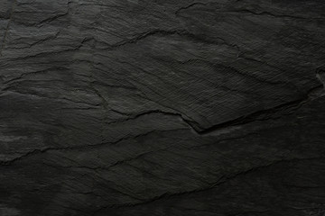 black background. Dark wallpaper blackboard. Flat lay top view copy space Grunge texture.