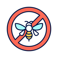 Insect allergy color line icon. Beetle bite reaction. Isolated vector element. Outline pictogram for web page, mobile app, promo.