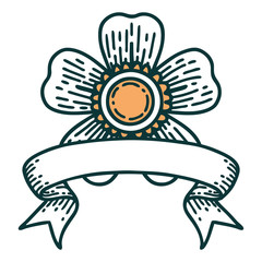 tattoo with banner of a flower