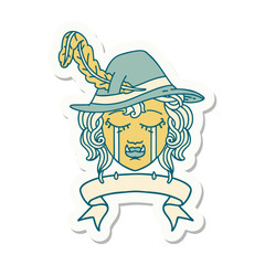 crying orc bard character with banner sticker