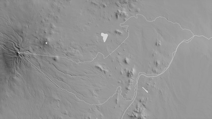 Tharaka-Nithi, Kenya - outlined. Grayscale