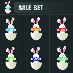 Happy Easter Sale Set of cards. illustration for website , posters,ads, coupons, promotional material