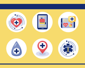 bundle of health online set icons