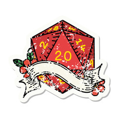 natural twenty D20 dice roll grunge sticker