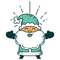 traditional tattoo style happy santa claus christmas character