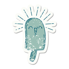 grunge sticker of tattoo style ice lolly