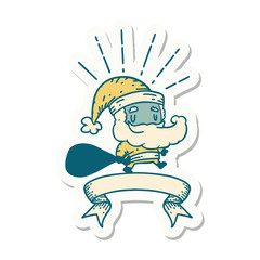 sticker of tattoo style santa claus christmas character with sack