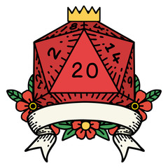 natural 20 critical hit D20 dice roll illustration