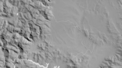 Đakovica, Kosovo - outlined. Grayscale