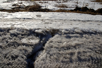 melting snow on a spring sunny day.