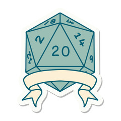 natural 20 critical hit D20 dice roll sticker