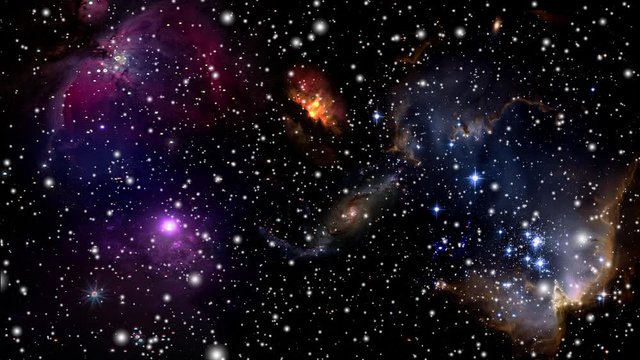 Space Travelling Through Colorful Nebulas and Galaxies Background