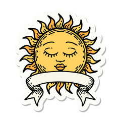 tattoo sticker with banner of a sun