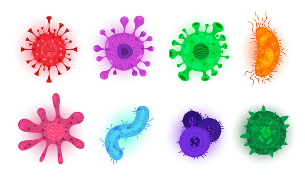 covid-19- Microbilogy-Virus Concept collection,  Vector Illustration, Coronavirus ,2020, bacteria , microorganismo, contagioso 