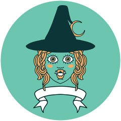 half orc witch character face with banner icon